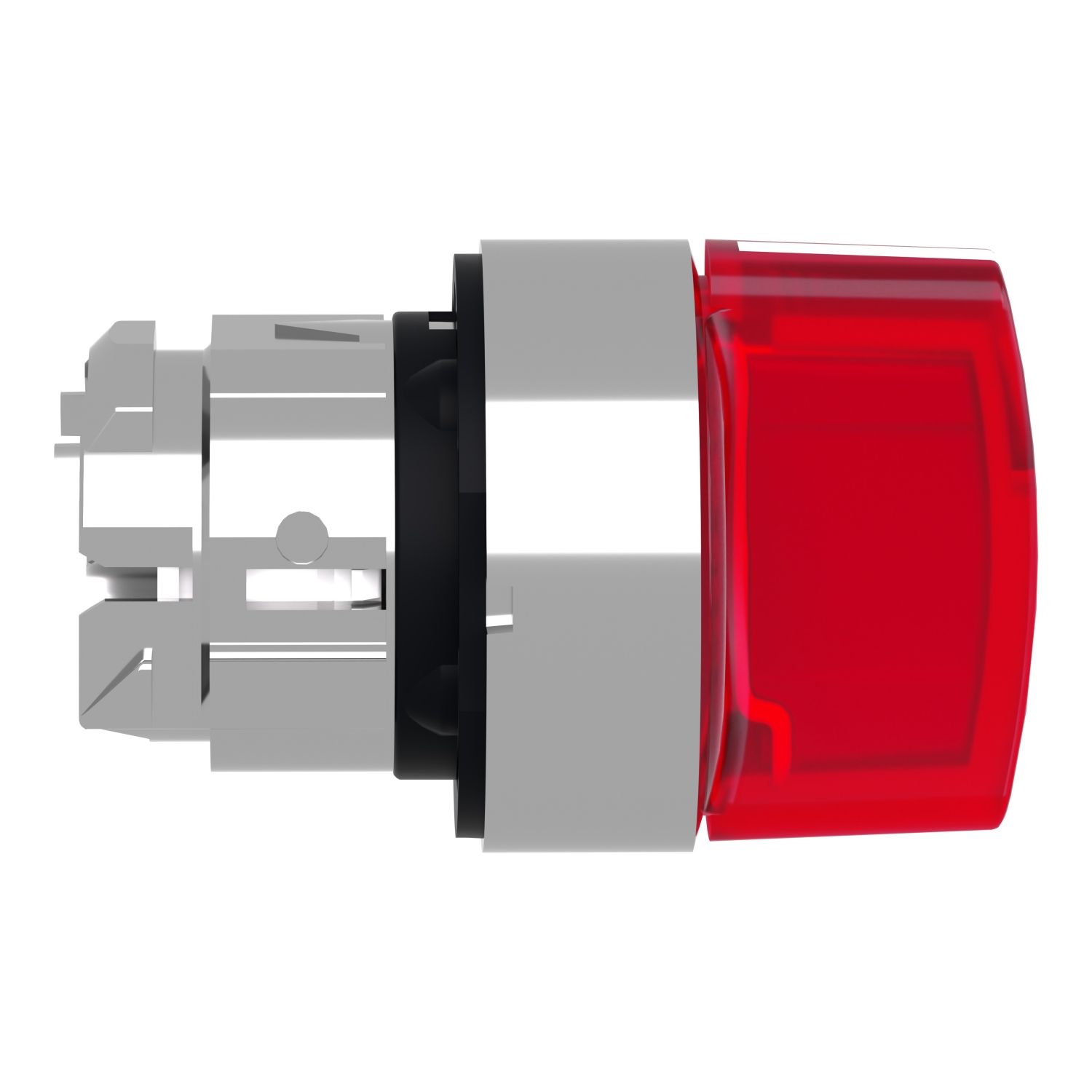 Picture of Head for illuminated selector switch, Harmony XB4, chromium metal, red handle, 22mm, universal LED, 3 positions, stay put