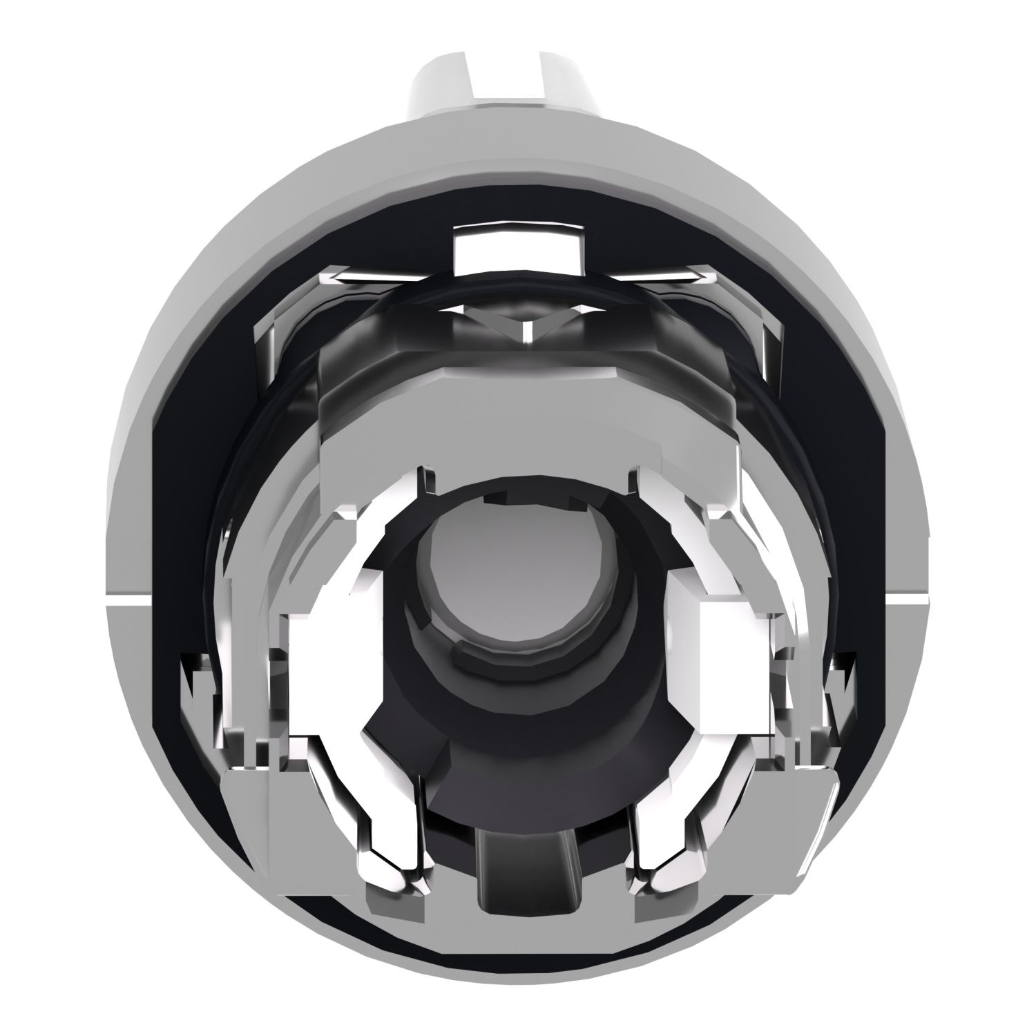 Picture of Head for illuminated selector switch, Harmony XB4, chromium metal, white handle, 22mm, universal LED, 3 positions, to center