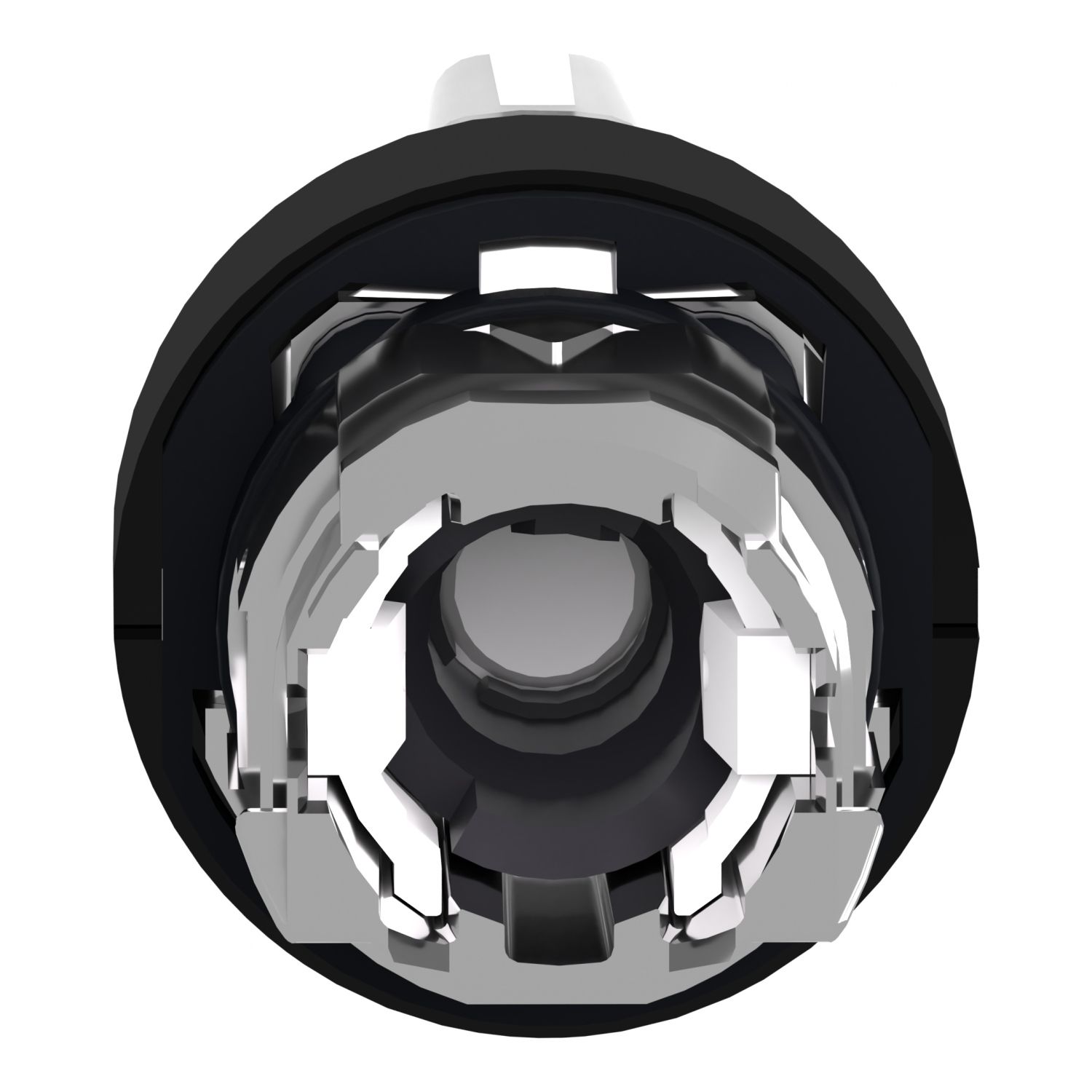 Picture of Head for illuminated selector switch, Harmony XB4, black metal, white handle, 22mm, universal LED, 3 positions, to center