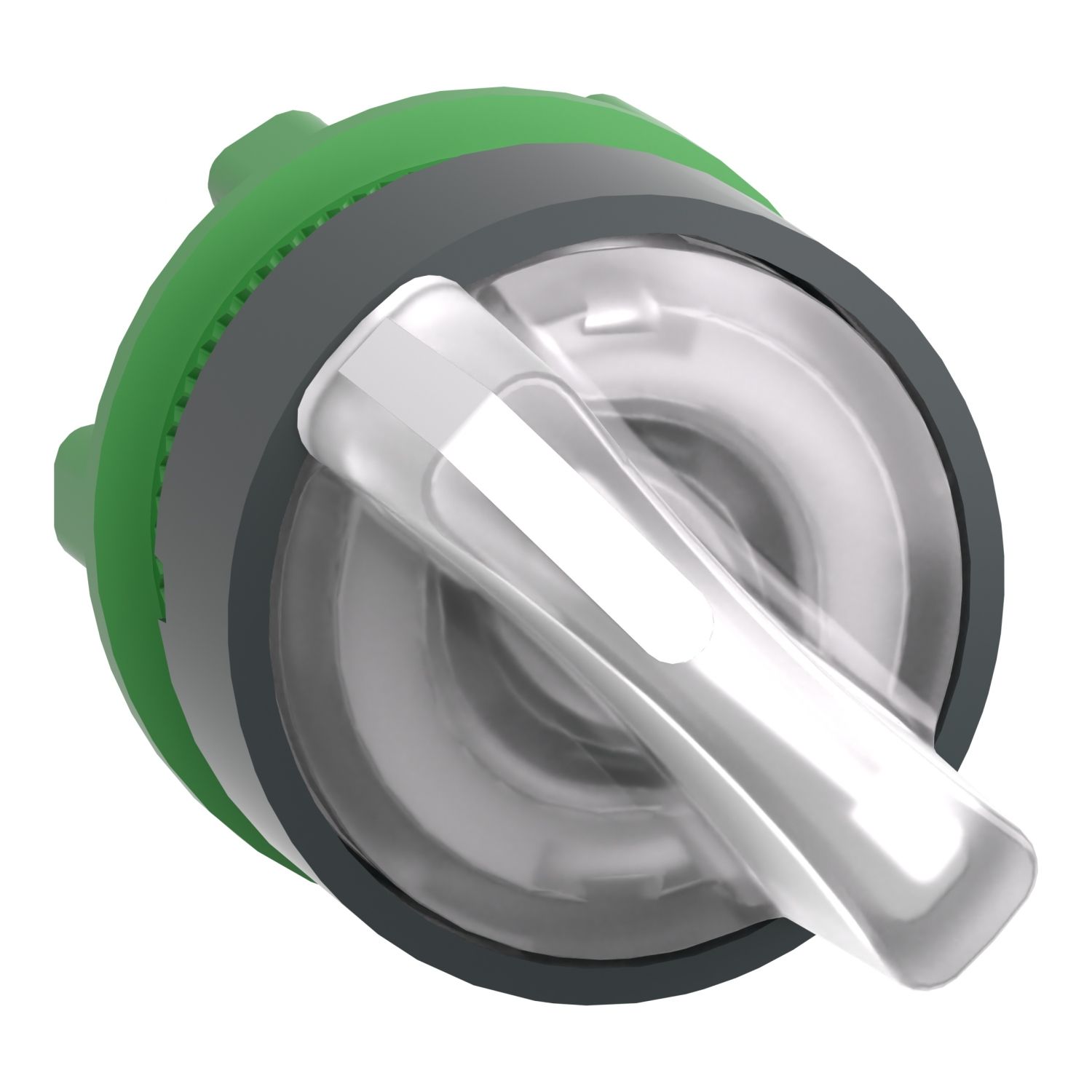 Picture of Head for illuminated selector switch, Harmony XB5, dark grey plastic, white handle, 22mm, universal LED, 2 positions