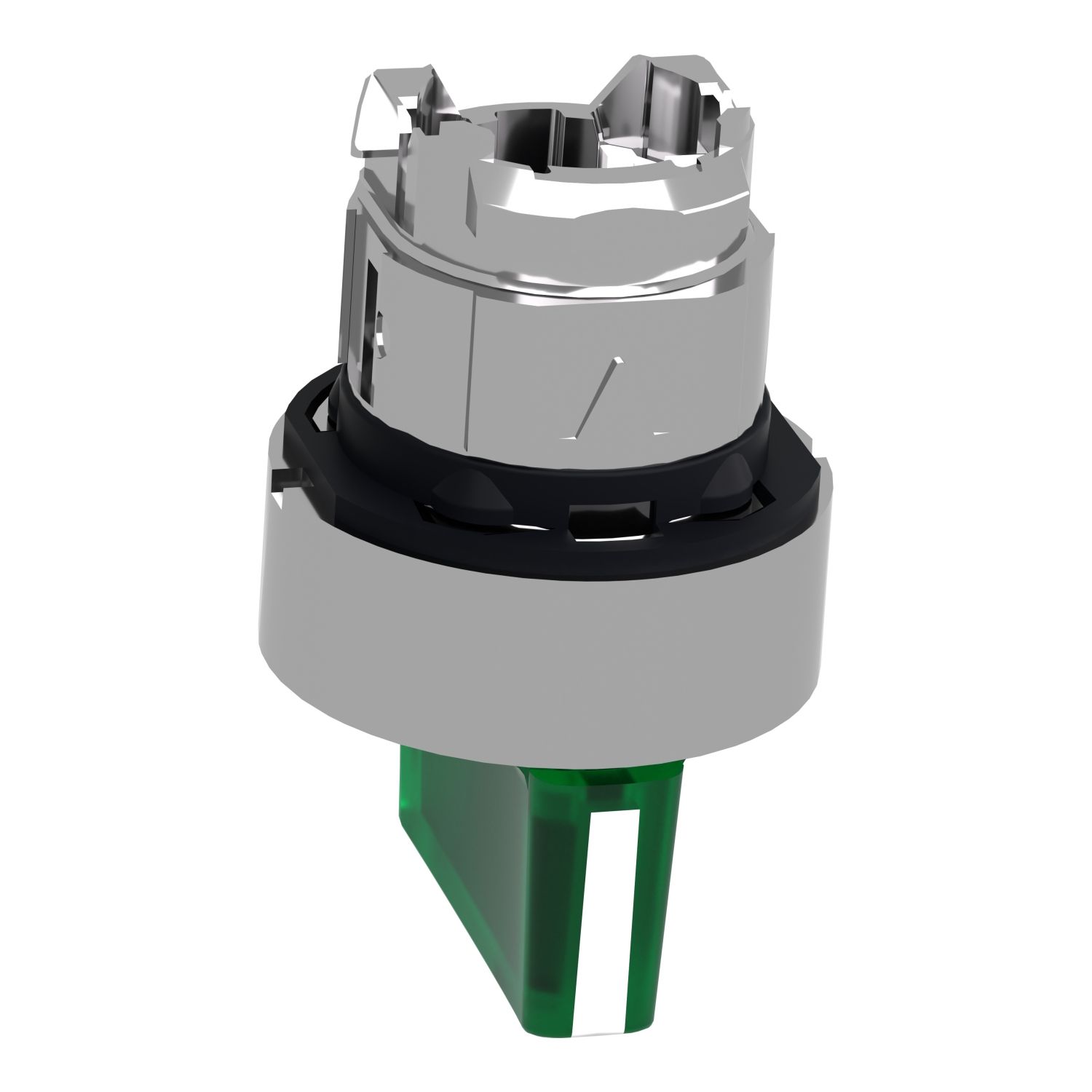 Picture of Head for illuminated selector switch, Harmony XB4, chromium metal, green handle, 22mm, universal LED, 3 positions, to center