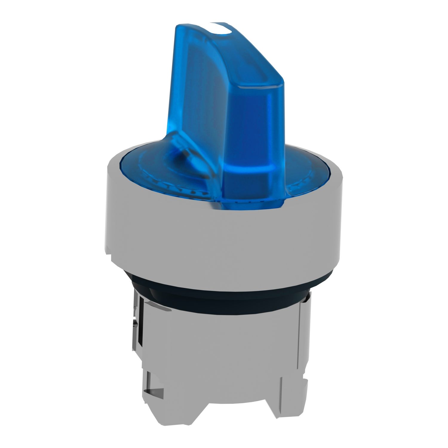 Picture of Head for illuminated selector switch, Harmony XB4, metal, blue handle, 22mm, universal LED, 3 positions, left to center