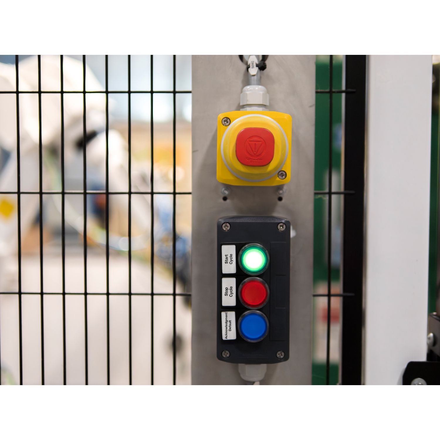 Picture of Head for illuminated selector switch, Harmony XB5, dark grey plastic, red handle, 22mm, universal LED, 2 positions