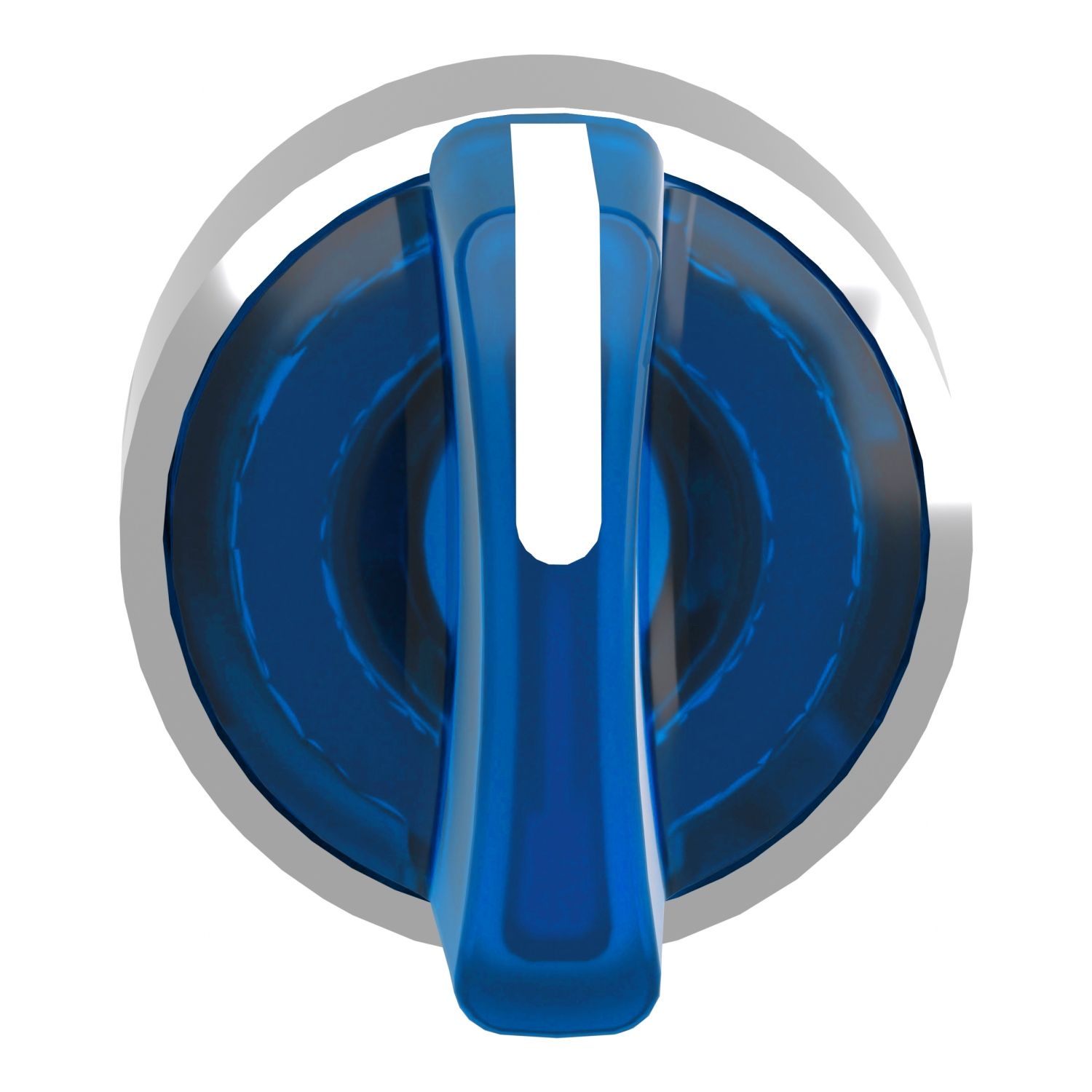 Picture of Head for illuminated selector switch, Harmony XB4, metal, blue handle, 22mm, universal LED, 3 positions, right to center