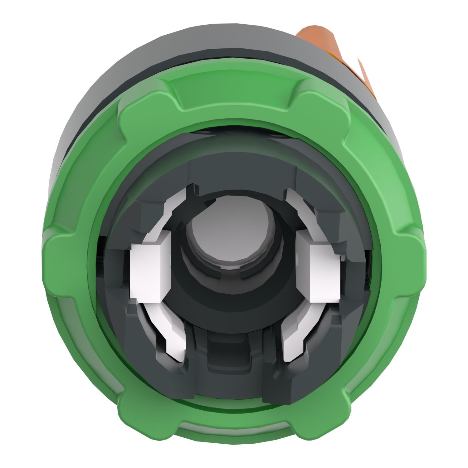 Picture of Head for illuminated selector switch, Harmony XB5, dark grey plastic, orange handle, 22mm, universal LED, 2 positions