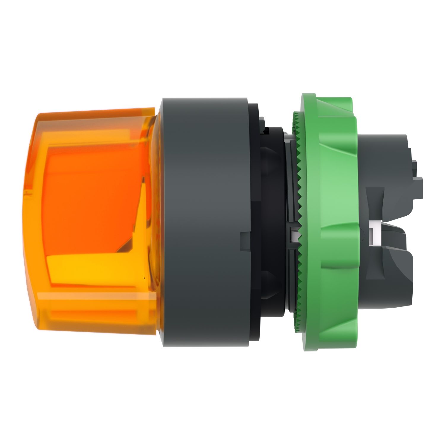 Picture of Head for illuminated selector switch, Harmony XB5, dark grey plastic, orange handle, 22mm, universal LED, 2 positions