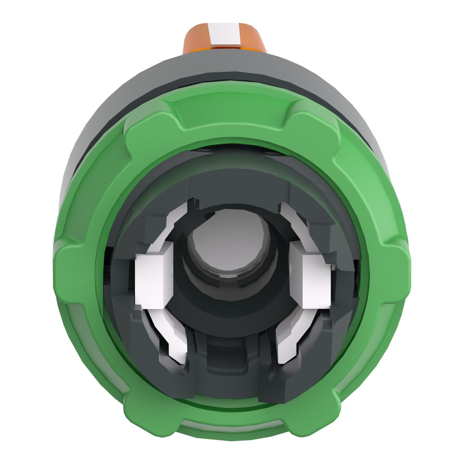 Picture of Head for illuminated selector switch, Harmony XB5, universal LED,  orange handle, 22mm, 3 positions, stay put