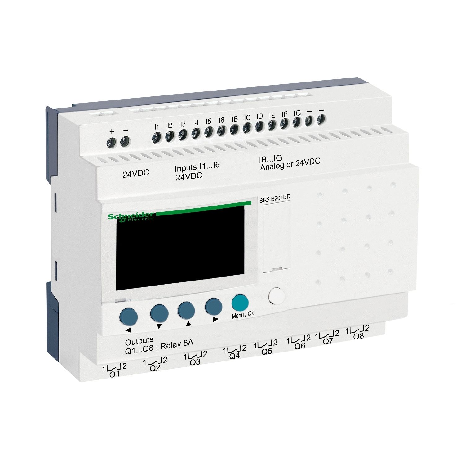 Picture of Compact smart relay, Zelio Logic, 20 I/O, 24 V DC, clock, display