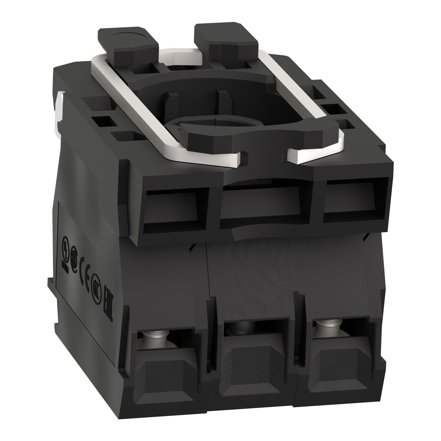 Picture of Light block with body fixing collar, Harmony XB5, plastic, blue, for BA9s bulb, lt 250V, 1NO+1NC