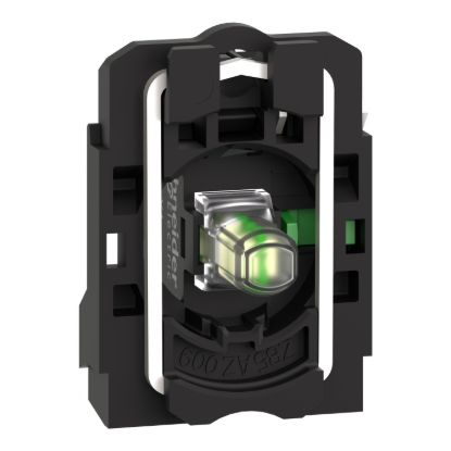 Picture of Complete body/contact assembly and light block, Harmony XB5, plastic, universal LED, body/fixing collar, 1NO, 24V AC DC