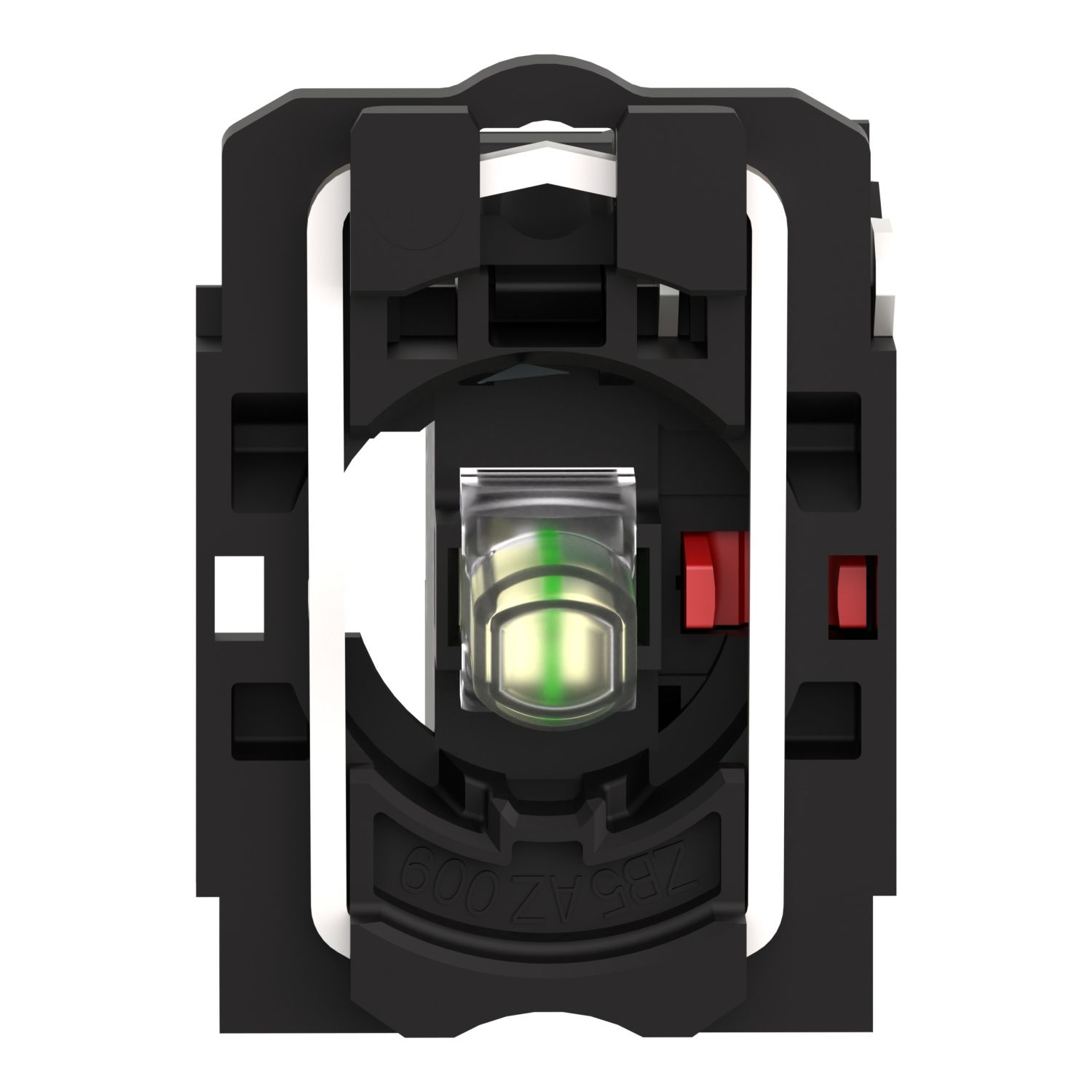 Picture of Complete body contact assembly and light block, Harmony XB5, XB4, with body fixing collar, universal LED, 24V 1NC