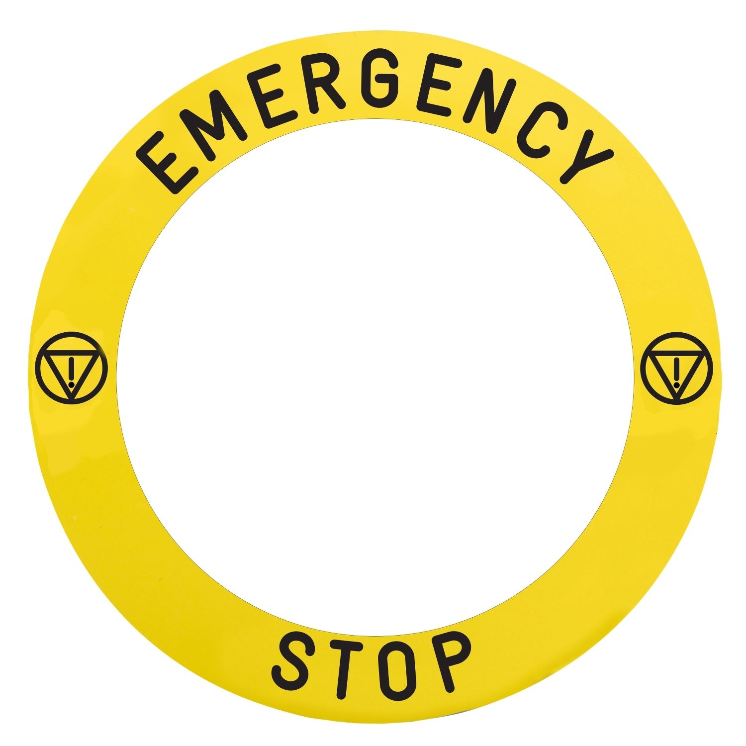 Picture of Marked legend, Harmony XB4, Harmony XB5, plate Ø 90 specific for ill. e.stop text EMERGENCY STOP with logo