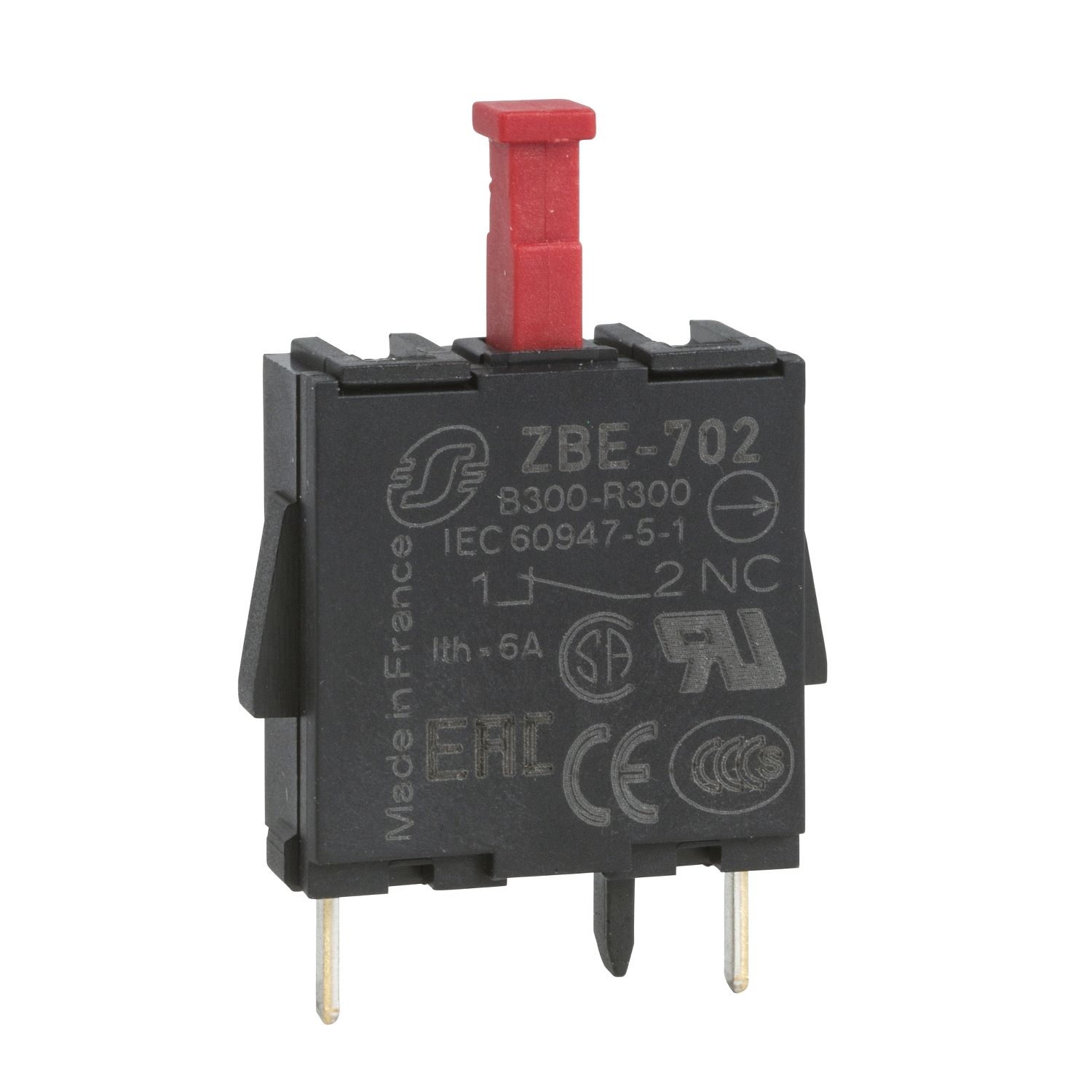 Picture of Single contact block, Harmony XB4, silver alloy, pins for printed circuit board, 1NC
