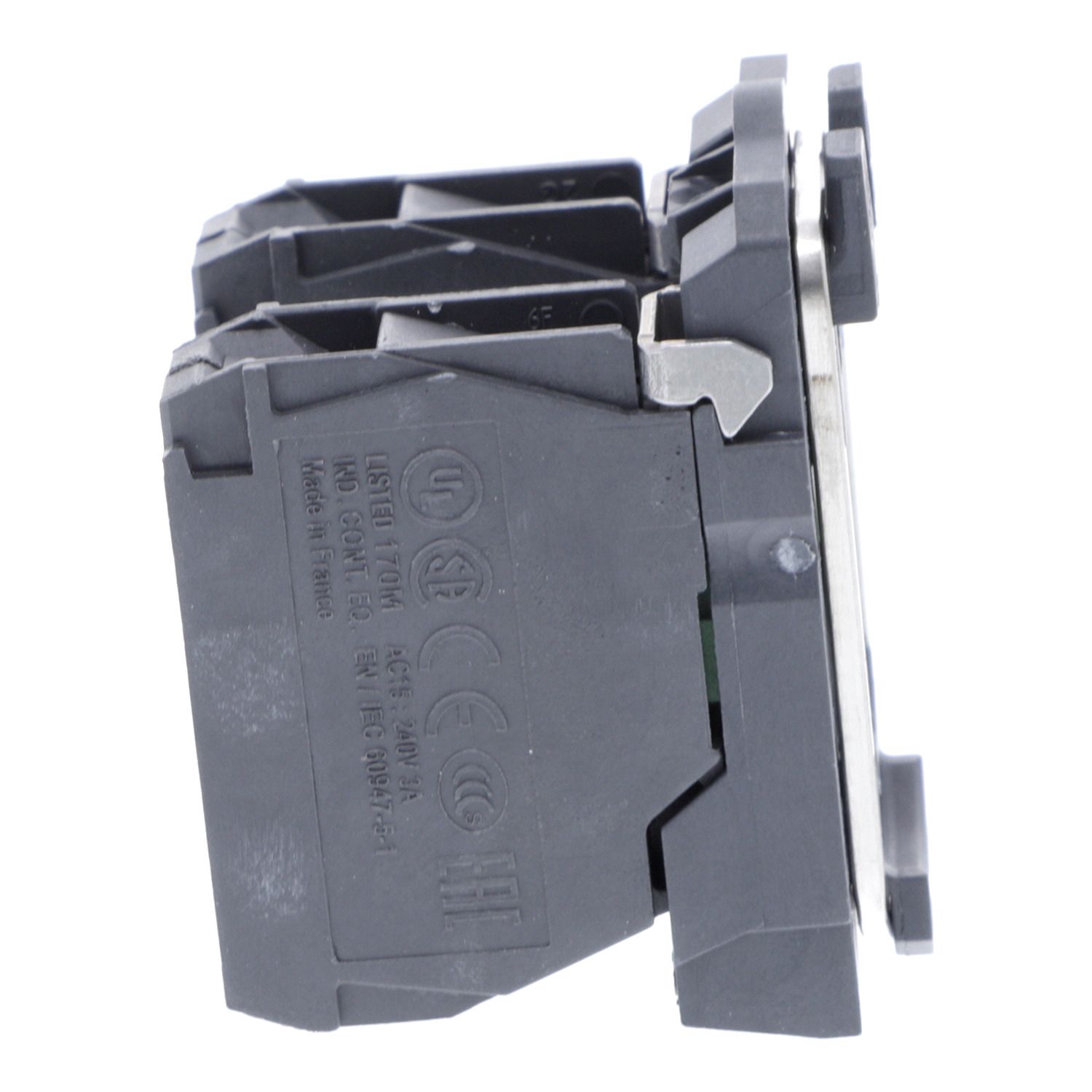 Picture of Single contact block with body fixing collar, Harmony XB5, plastic, screw clamp terminal, 2NO