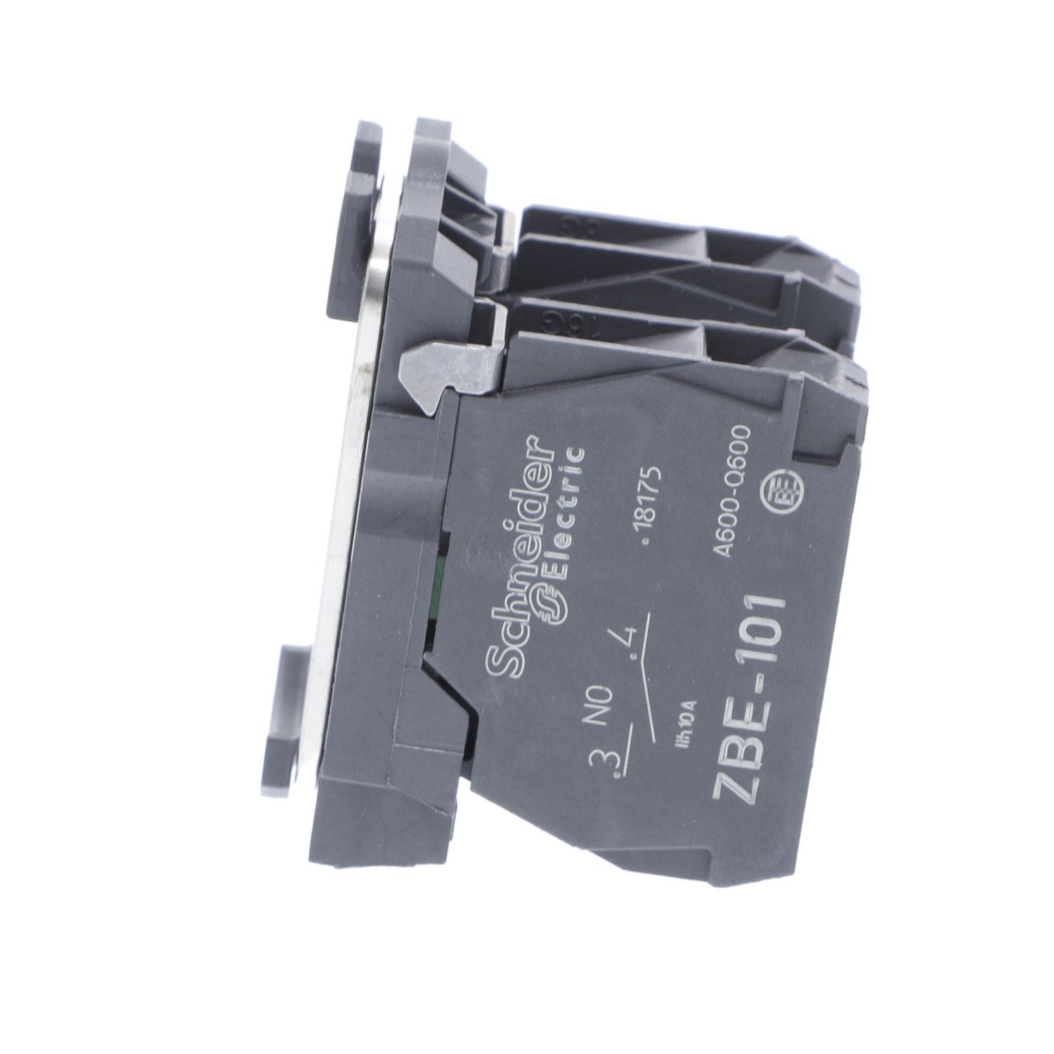 Picture of Single contact block with body fixing collar, Harmony XB5, plastic, screw clamp terminal, 2NO