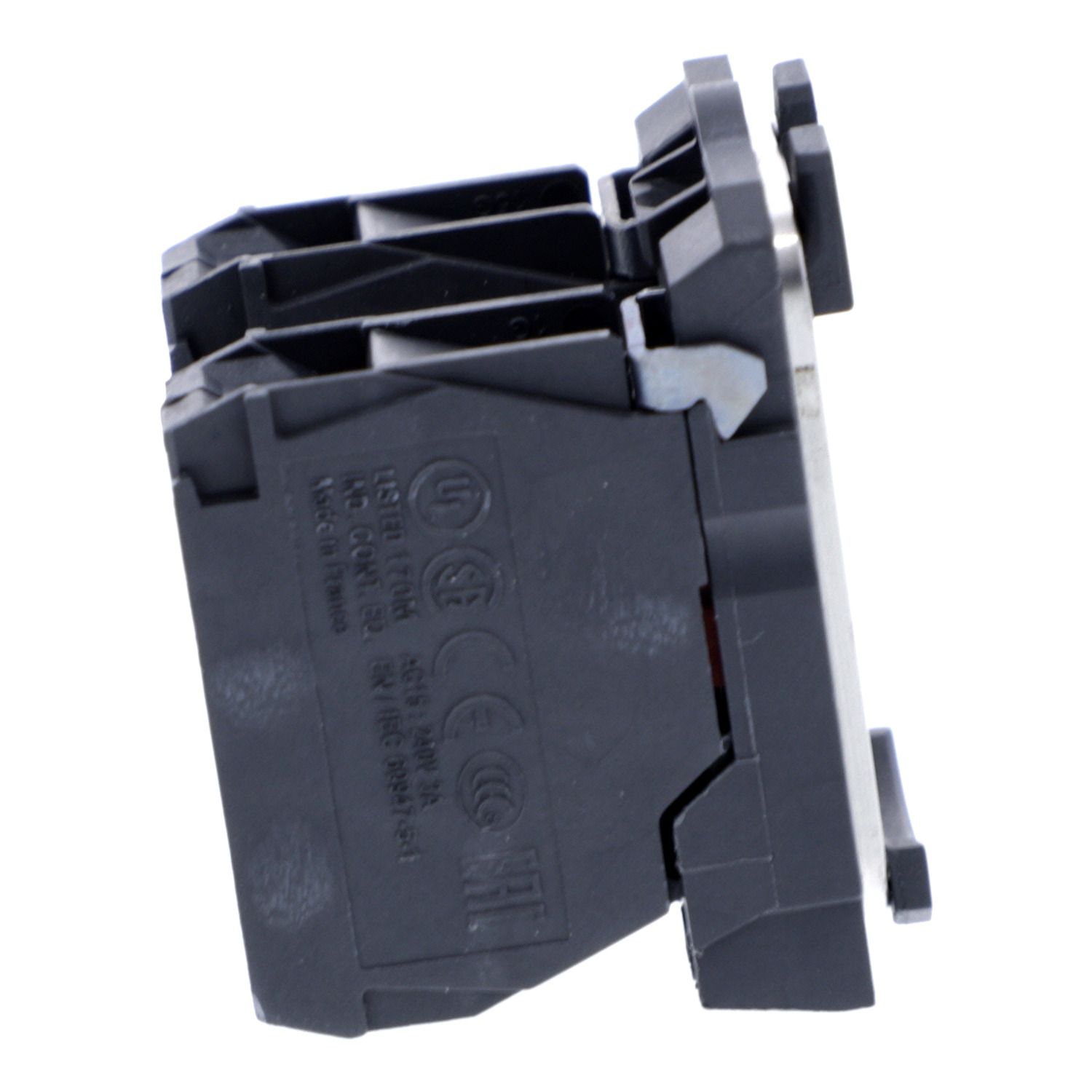 Picture of Single contact block with body fixing collar, Harmony XB5, plastic, screw clamp terminal, 2NC