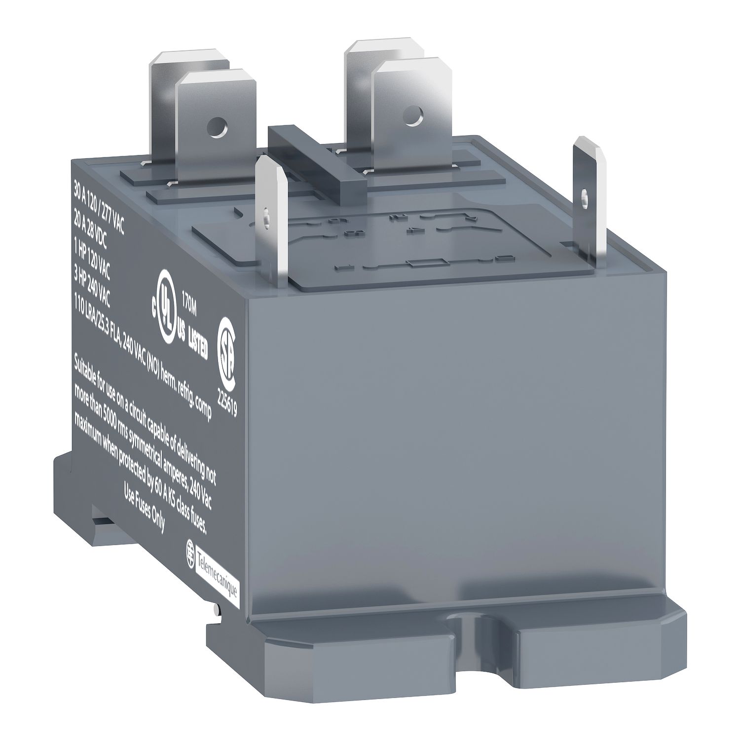 Picture of power relay, Harmony electromechanical relays, DIN rail or panel mount relay, 30A, 2NO, 230V AC