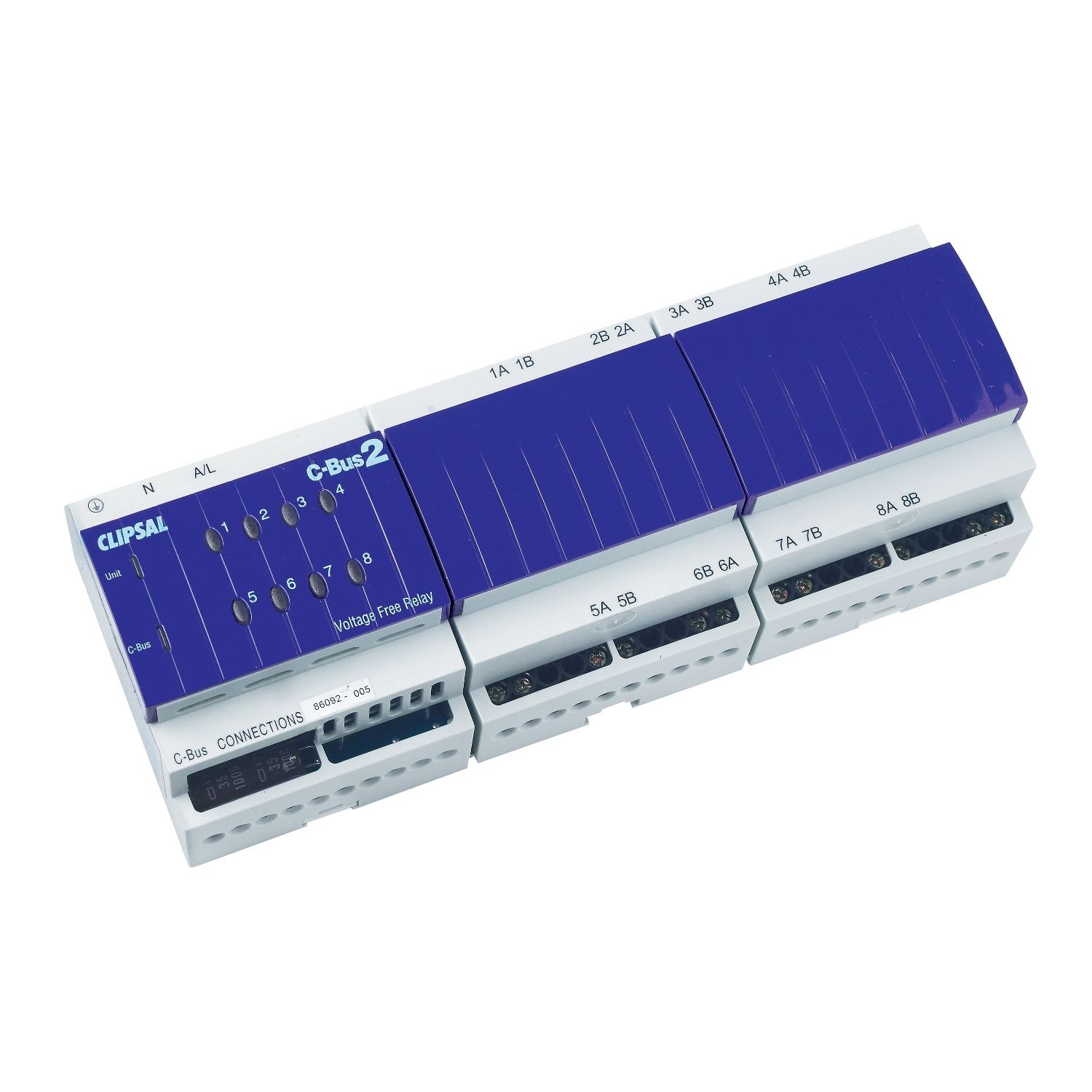 Picture of Relay, C-Bus, DIN Rail Mounted, Voltage Free, 240V AC, 8 Channel, 10A, With C-Bus Power Supply