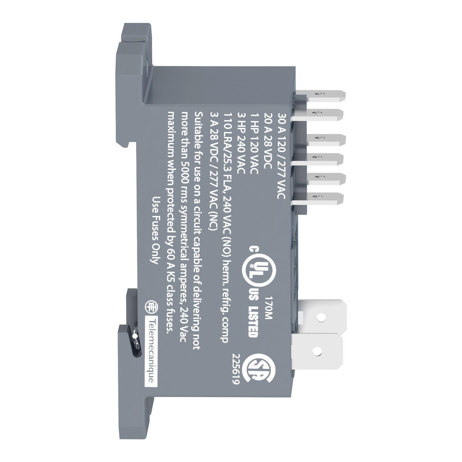 Picture of power relay, Harmony electromechanical relays, DIN rail or panel mount relay, 30A, 2CO, 24V DC