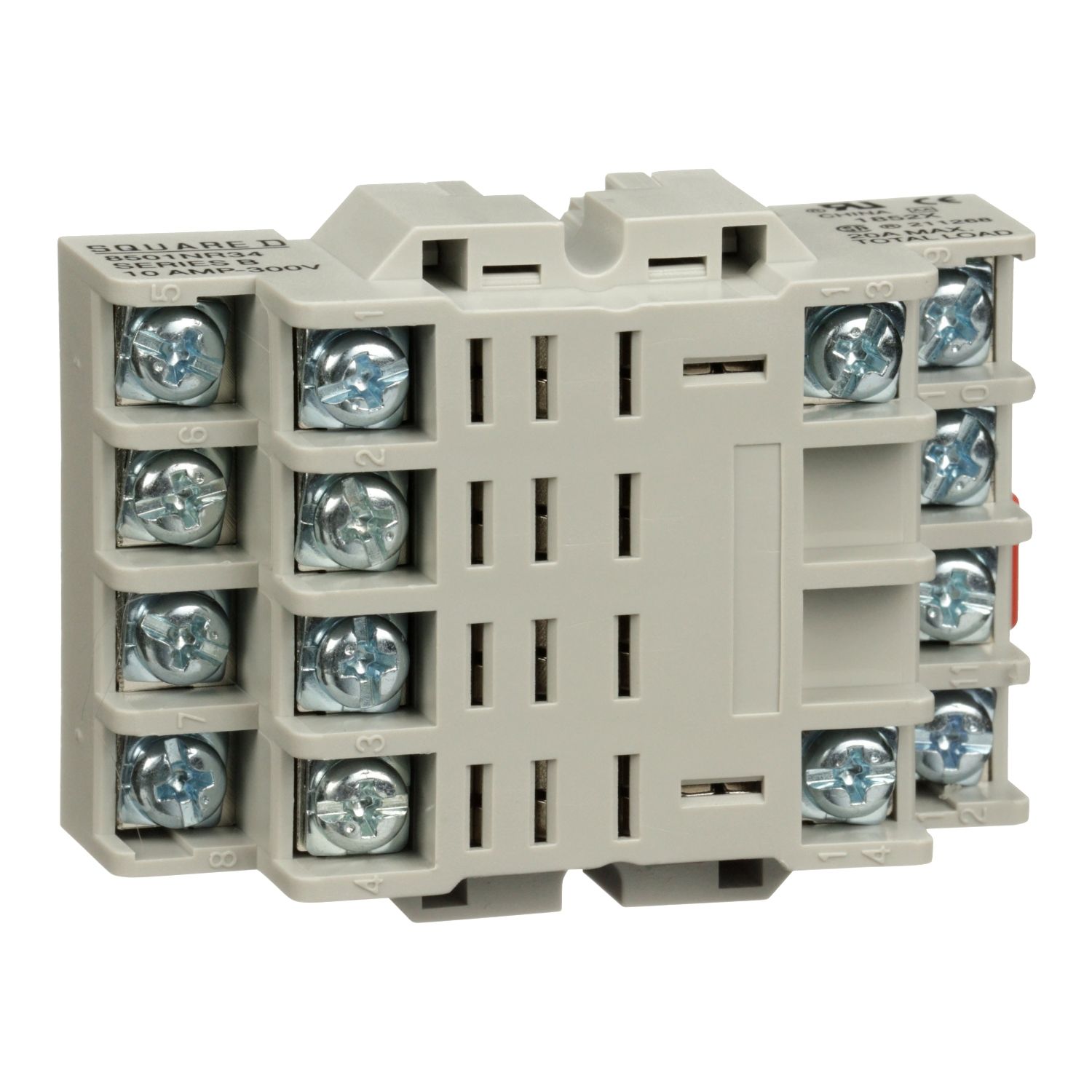 Picture of Relay Socket, Harmony 8501R, 14 pins, double tiered screw clamp terminals, DIN rail/panel mount, 10A, 300V AC