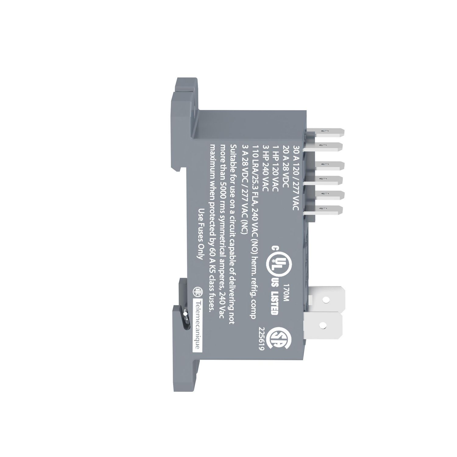 Picture of power relay, Harmony electromechanical relays, DIN rail or panel mount relay, 30A, 2CO, 12V DC