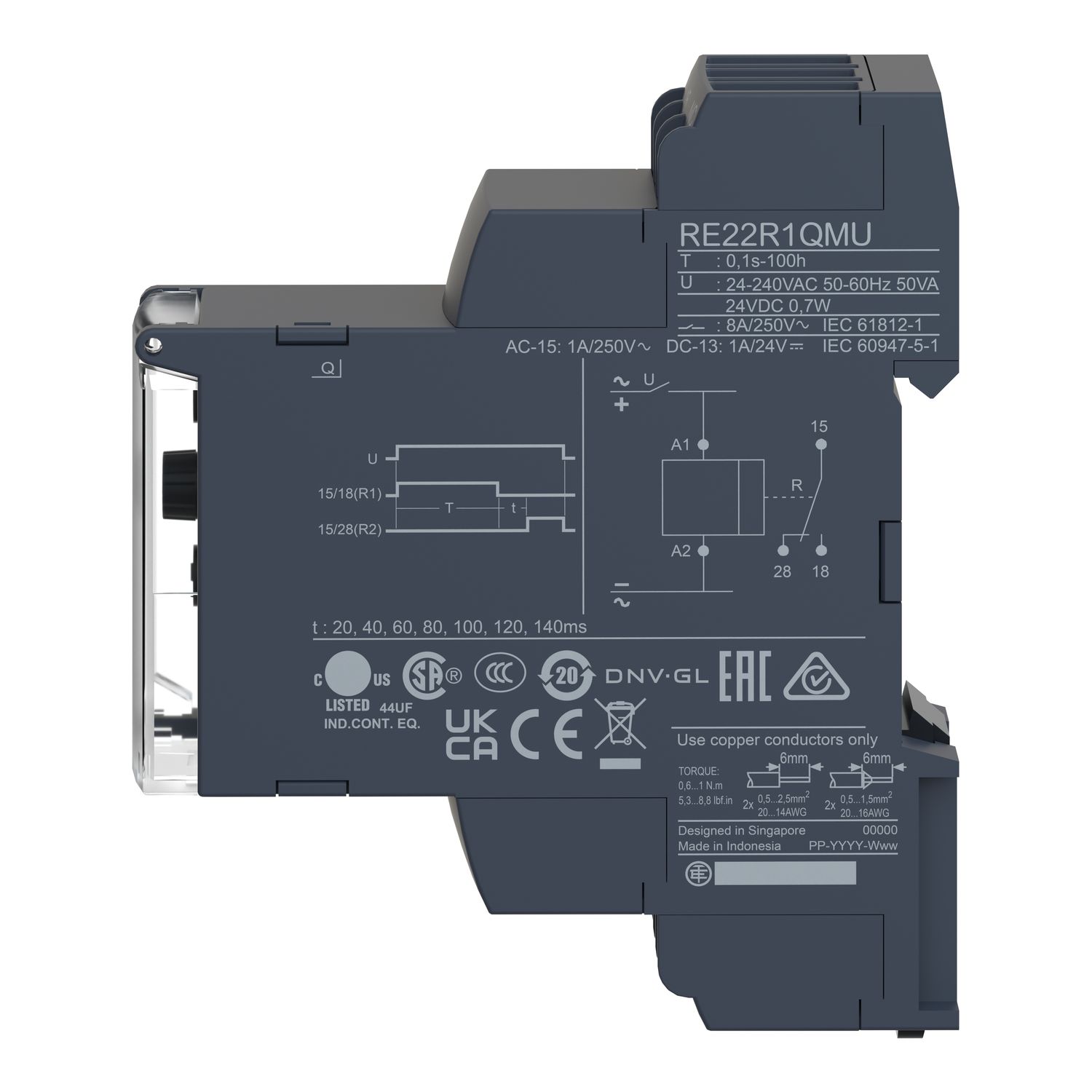 Picture of single function relay, Harmony Timer Relays, 8A, 1CO, 0.1sâ€¦100h, star delta, 24V DC or 24...240V AC DC