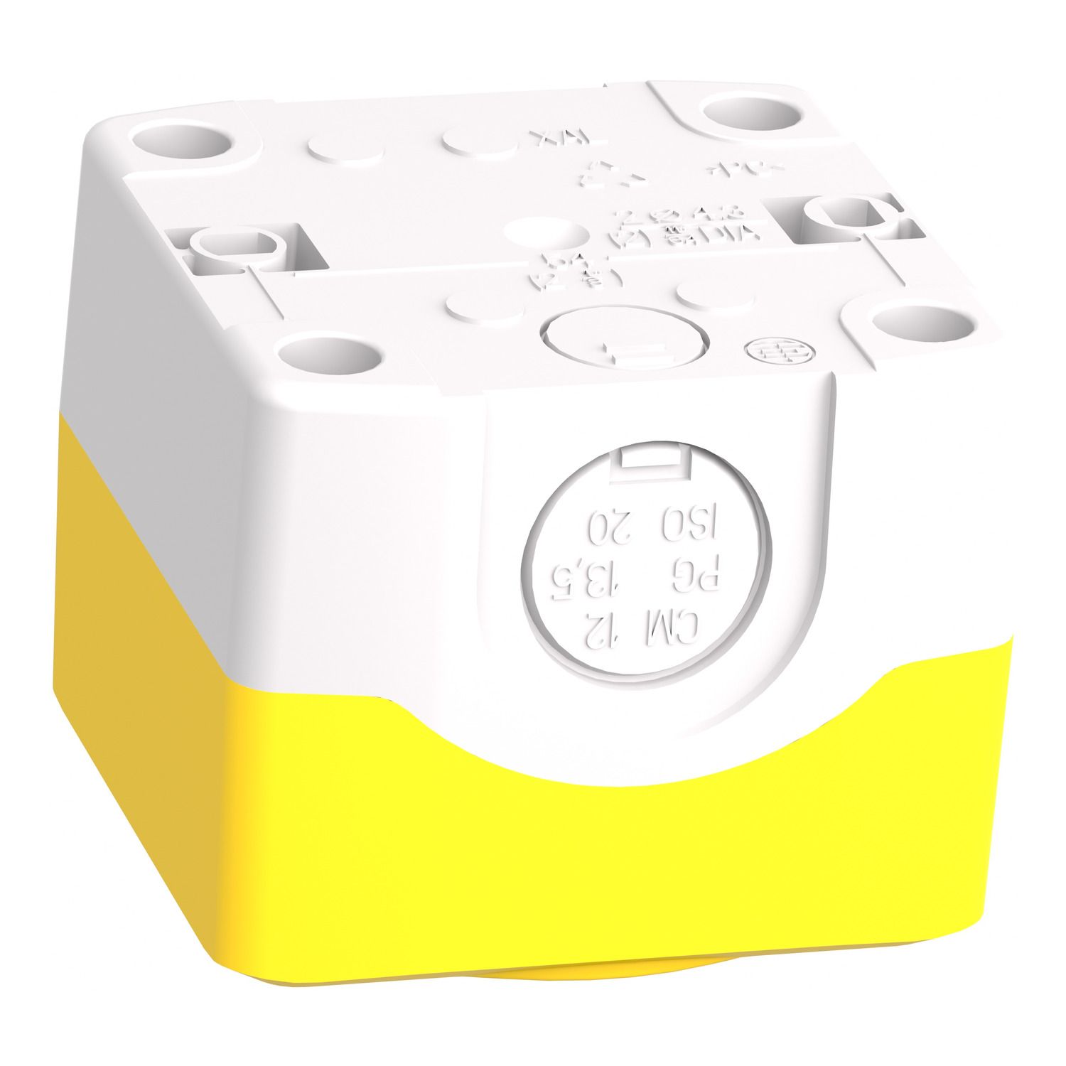 Picture of Empty enclosure, Harmony XALK, XALD, plastic, yellow lid, for illuminated emergency stop push button 22mm, 1 cut out