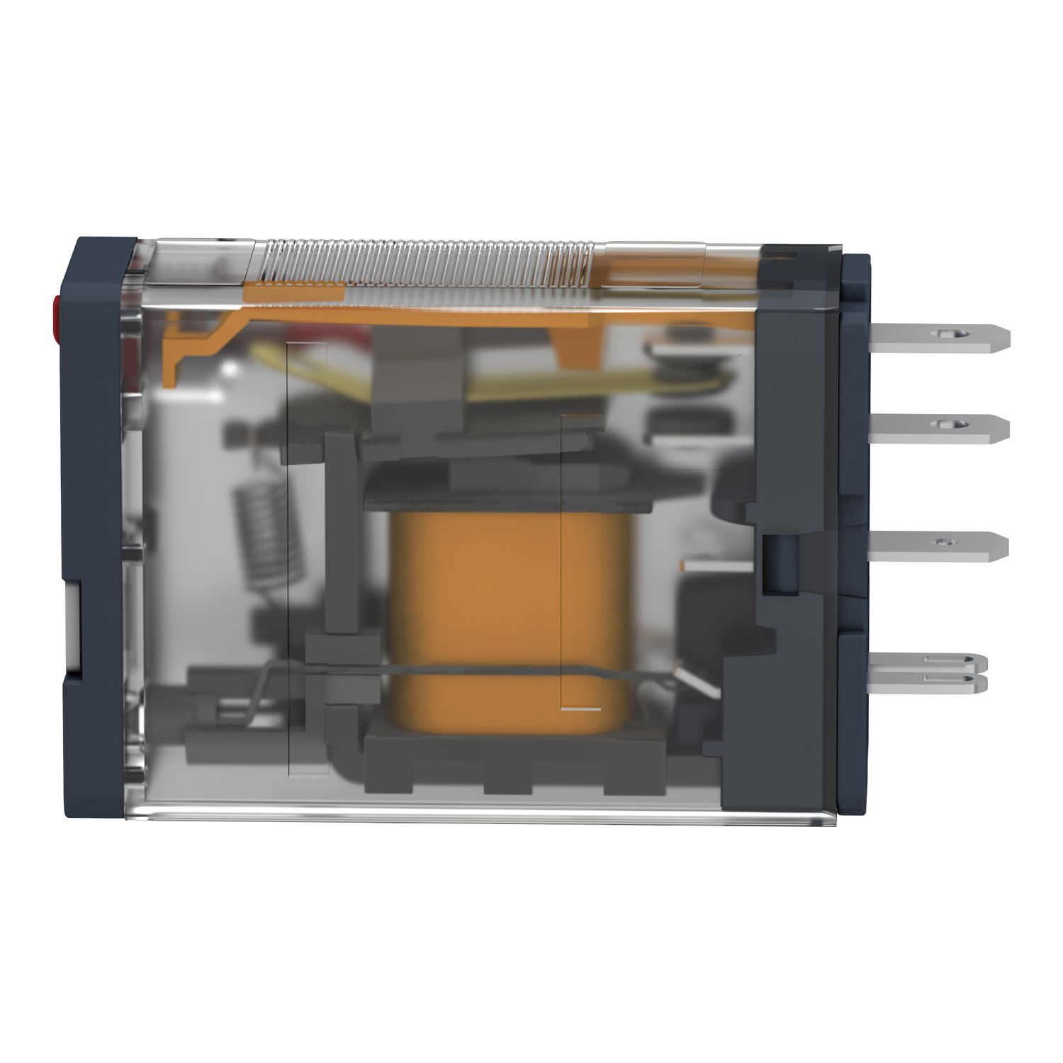 Picture of plug-in relay, Harmony electromechanical relays, 15A, 1CO, with LED, lockable test button, 24V DC