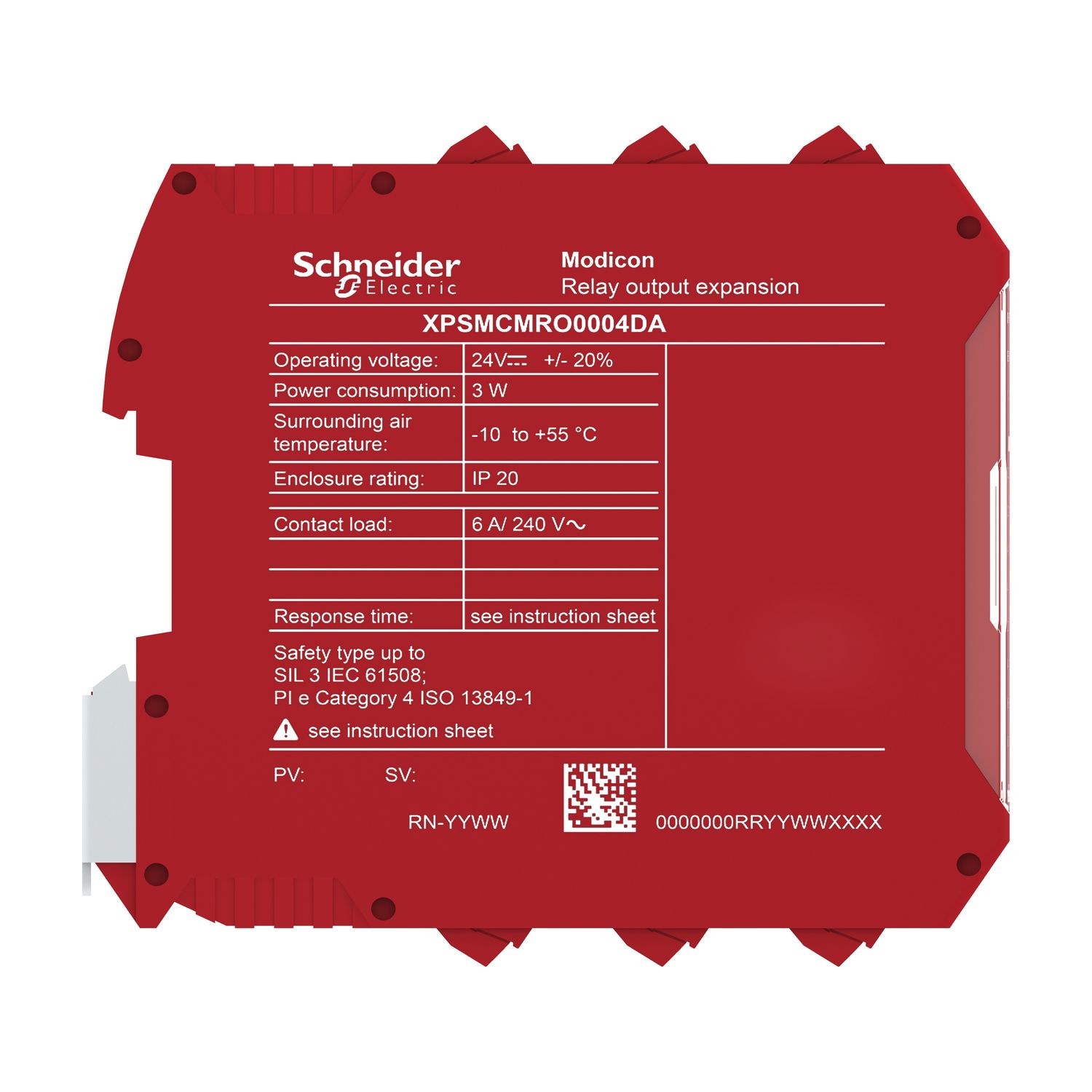 Picture of expansion module, Modicon MCM, 4 safety relay outputs, with diagnostic outout, with backplane connection, screw