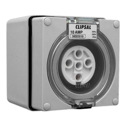Picture of Surface Socket, Clipsal - 56 Series, IP66, 500V 10A - 5 Round Pins
