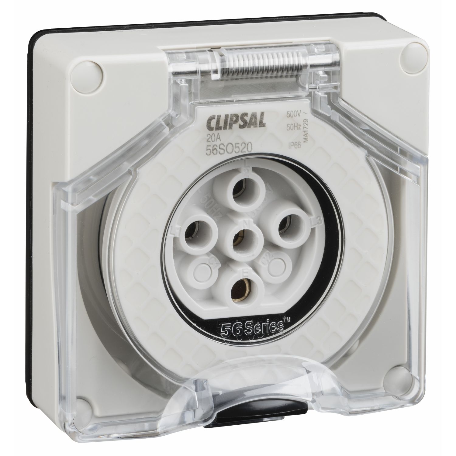 Picture of Socket Outlet, Clipsal - 56 Series, Surface 5 PIN Round 20A Less Enclosure