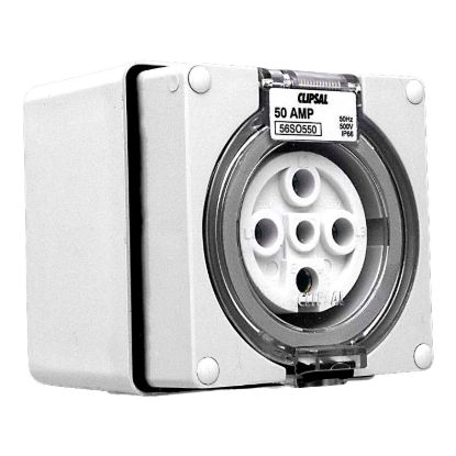 Picture of Surface Socket, Clipsal - 56 Series, IP66, 500V 50A - 5 Round Pins