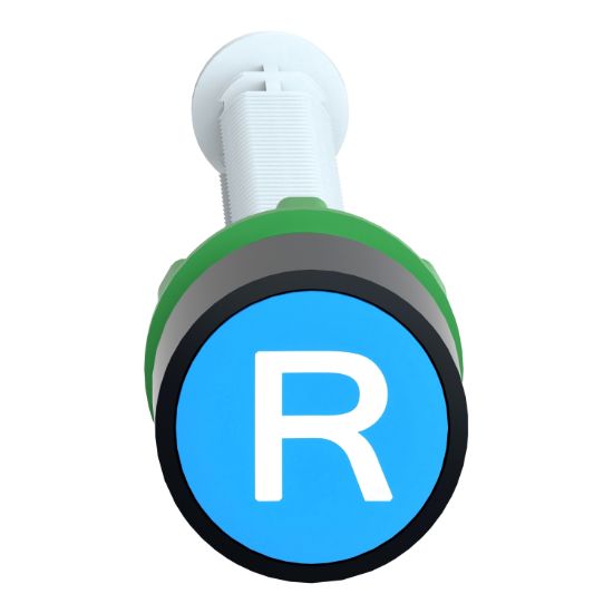 Picture of Pushs button reset for 17...120mm actuation distance, Harmony XB5, plastic, flush, blue, 22mm, marked R