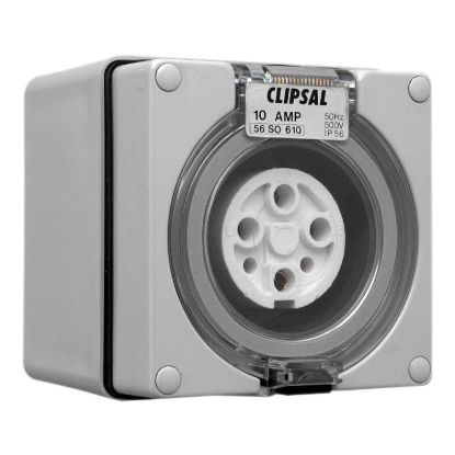 Picture of Surface Socket, Clipsal - 56 Series, IP66, 500V 10A - 6 Round Pins