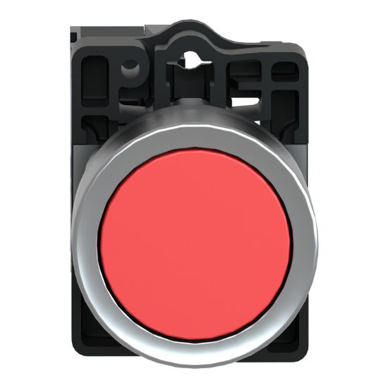 Picture of Complete push button, Easy Harmony XA2, plastic, flush, red, 22mm, push push, unmarked, 1NC