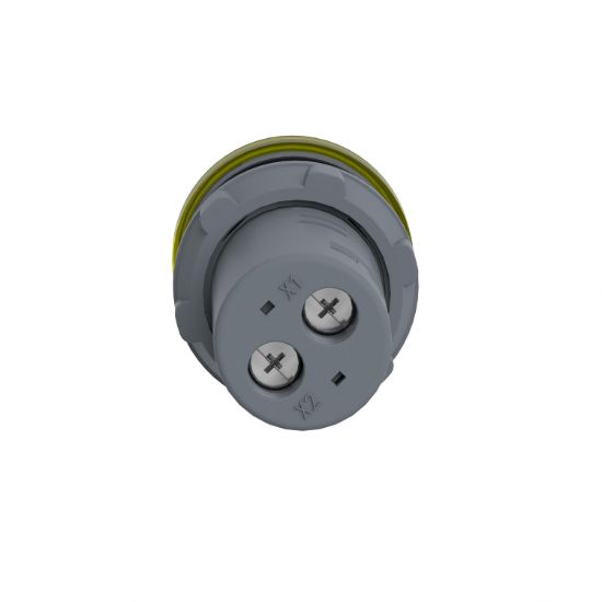 Picture of Monolithic pilot light, Easy Harmony XA2, plastic, yellow, 22mm, integral LED, screw clamp terminals, 24V AC DC