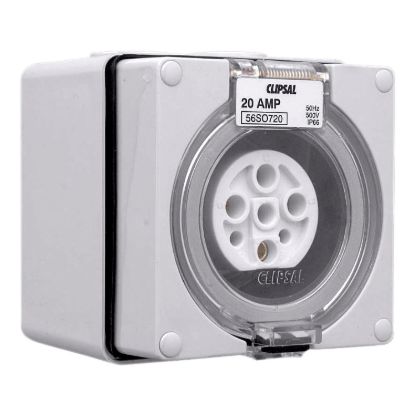 Picture of Surface Socket, Clipsal - 56 Series, IP66, 500V 20A - 7 Round Pins