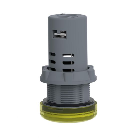 Picture of Monolithic pilot light, Easy Harmony XA2, plastic, yellow, 22mm, integral LED, screw clamp terminals, 220V DC