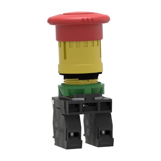 Picture of Emergency stop switching off, Harmony XB5, plastic, red mushroom 40mm, 22mm, trigger latching turn to release, 2NC