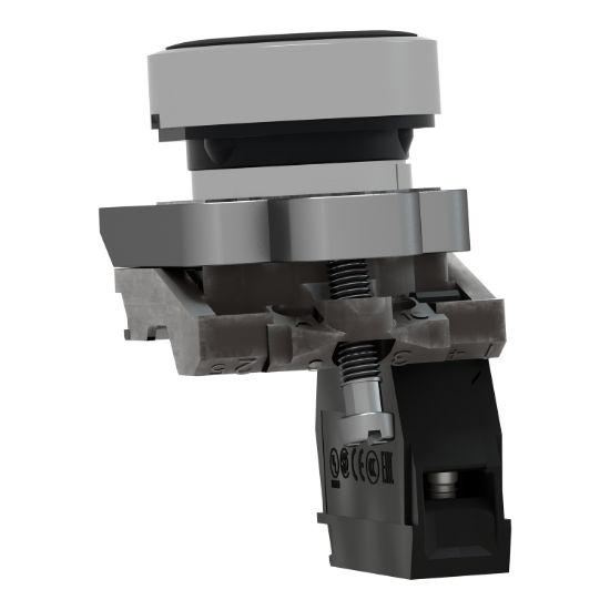 Picture of Push button, metal, Harmony XB4, flush, black, 22mm, spring return, unmarked, 1NO