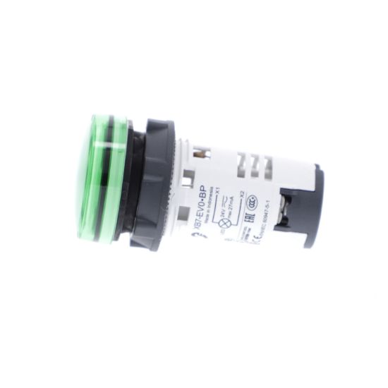 Picture of Monolithic pilot light, Harmony XB7, plastic, green, 22mm, integral LED, 24V AC DC
