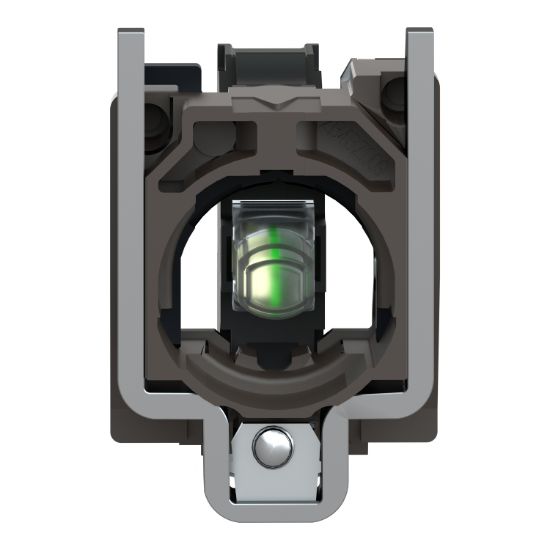 Picture of Light block with body fixing collar, Harmony XB4, metal, green, integral LED, 230â€¦240V AC