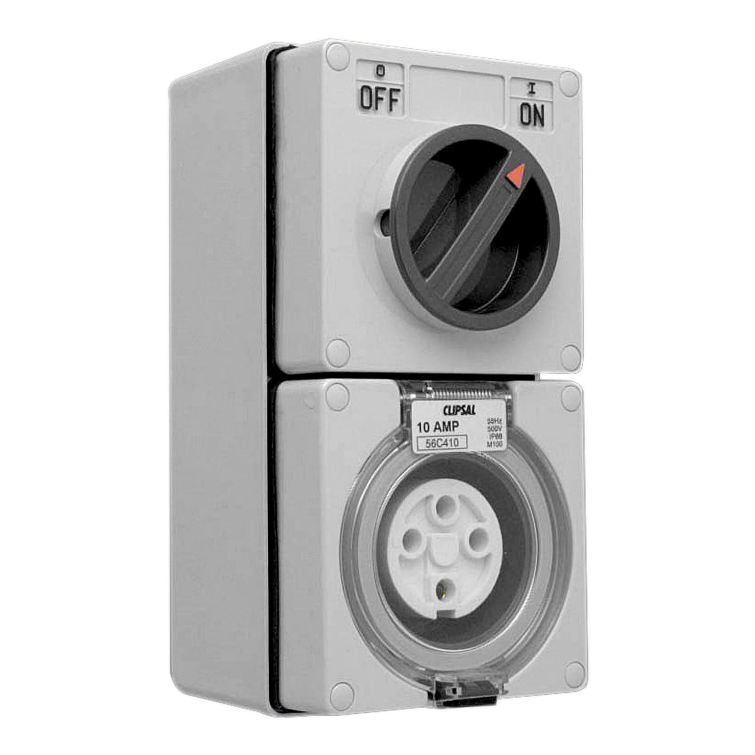 Picture of Switched Socket Outlet, Clipsal - 56 Series, 500V, 10A, 4 Round PIN, IP66, 3 Pole
