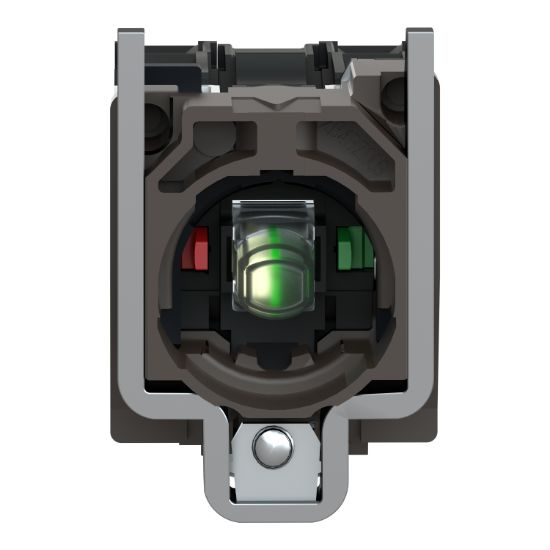 Picture of Light block with body fixing collar, Harmony XB4, metal, orange, integral LED, 110...120V AC, 1NO+1NC