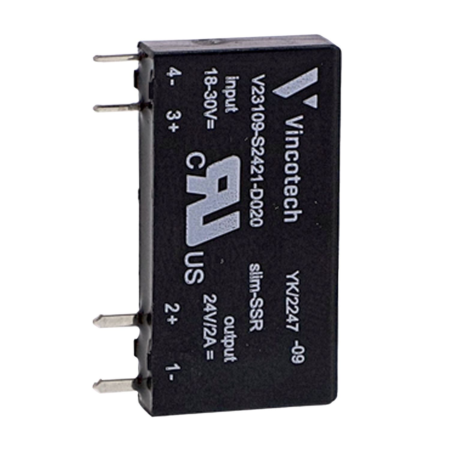Picture of plug-in solid state relay - 5 mm - output - 24 V DC - 2 A