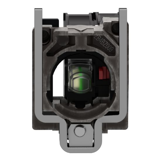 Picture of Complete body/contact assembly and light block, Harmony XB4, universal LED, body/fixing collar, 1NC, 230...240V