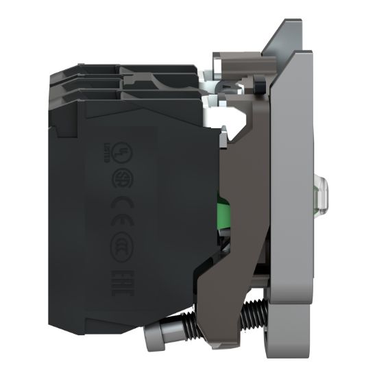 Picture of Light block with body fixing collar, Harmony XB4, metal, green, integral LED, 230…240V AC, 2NO