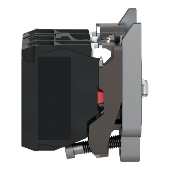 Picture of Light block with body fixing collar, Harmony XB4, metal, red, integral LED, 230…240V AC, 1NO+1NC