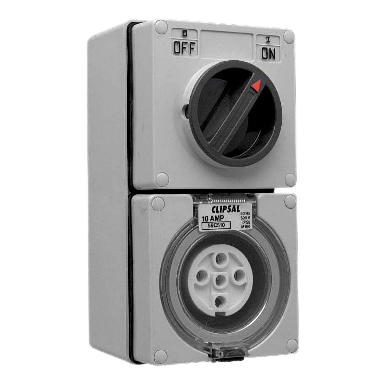 Picture of Switched Socket Outlet, Clipsal - 56 Series, 500V, 10A, 5 Round PIN, IP66, 3 Pole