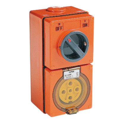 Picture of Switched Socket Outlet, Clipsal - 56 Series, 500V, 32A, 5 Round PIN, IP66, 3 Pole, Surface Mount